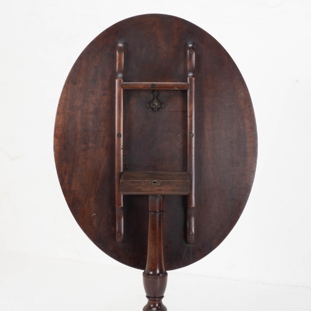 Georgian Mahogany Oval Inlaid Tilt Top Tripod Table C1800 (Regency, Side, Lamp) View XI
