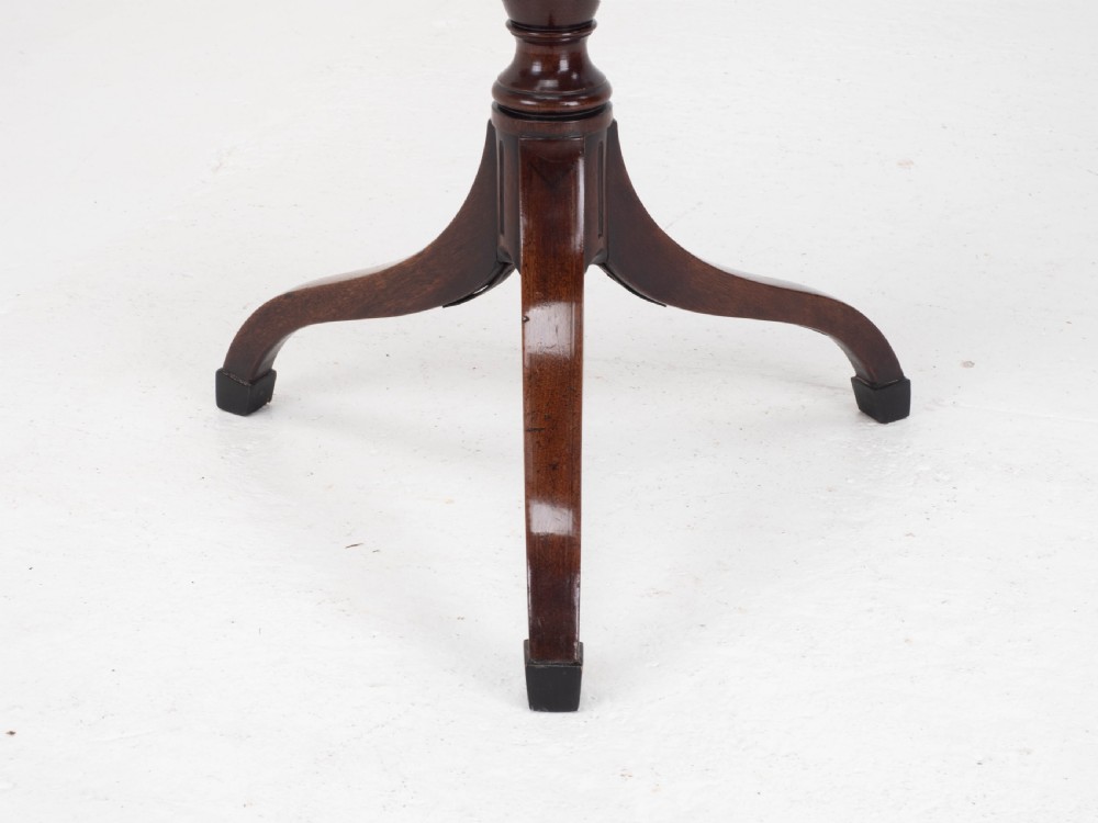 Georgian Mahogany Oval Inlaid Tilt Top Tripod Table C1800 (Regency, Side, Lamp) View XII
