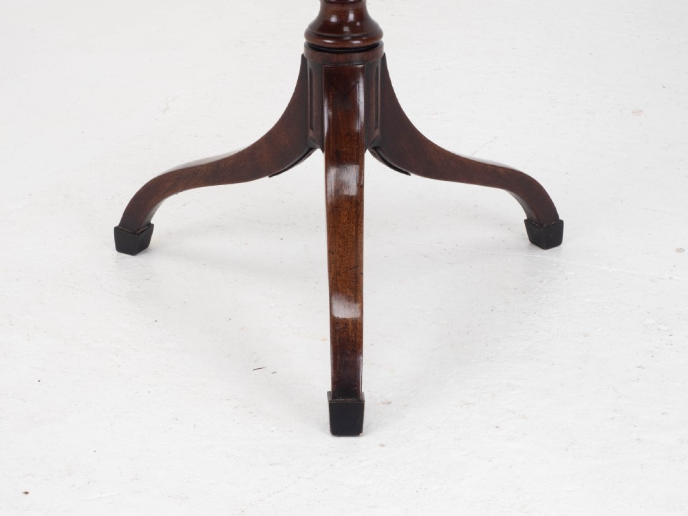 Georgian Mahogany Oval Inlaid Tilt Top Tripod Table C1800 (Regency, Side, Lamp) View XIII