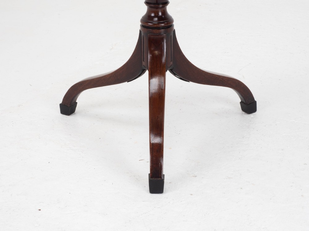 Georgian Mahogany Oval Inlaid Tilt Top Tripod Table C1800 (Regency, Side, Lamp) View XIV