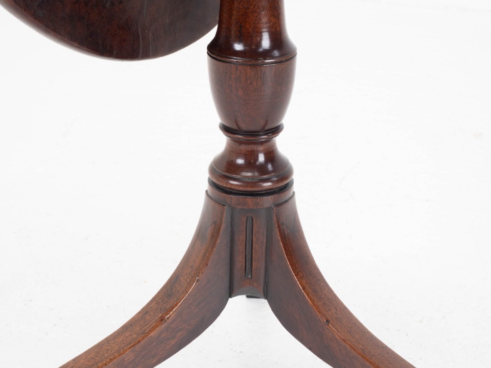Georgian Mahogany Oval Inlaid Tilt Top Tripod Table C1800 (Regency, Side, Lamp) View XVI