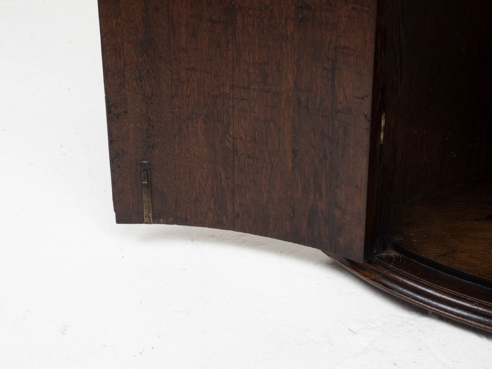 George III Oak Bow Front Wall Hanging Corner Cabinet (Georgian) View X