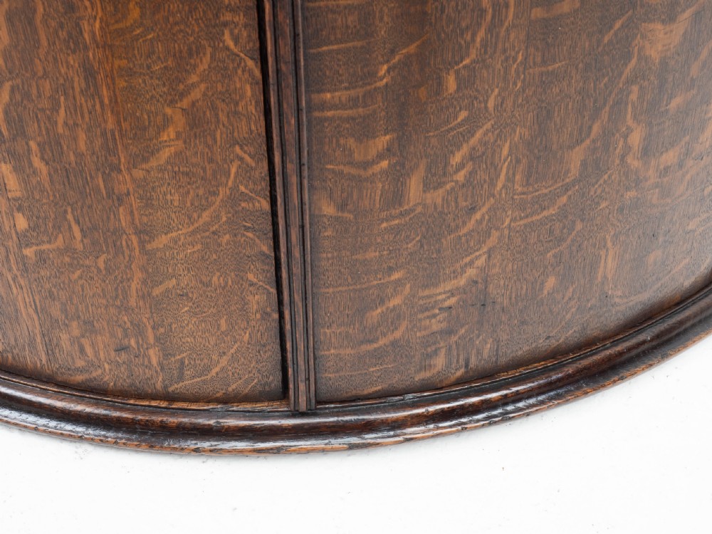 George III Oak Bow Front Wall Hanging Corner Cabinet (Georgian) View XVII