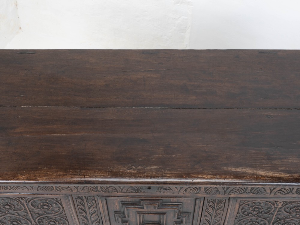 Carolean C17th & Later Carved Dark Oak Carved Mule Chest (Coffer Kist Jacobean) View XIV