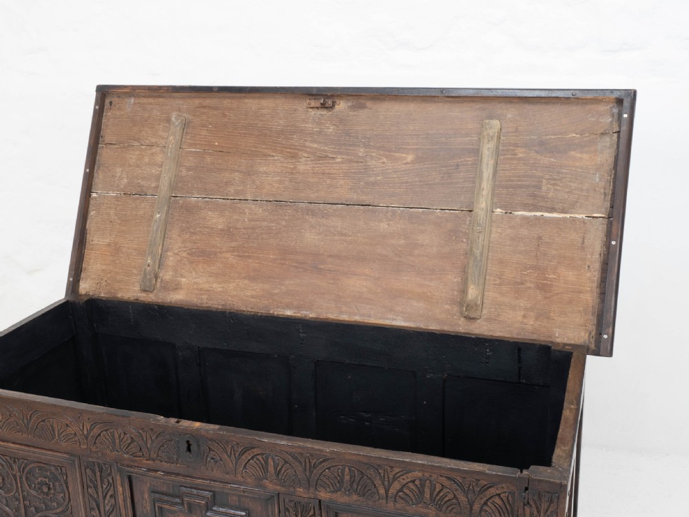 Carolean C17th & Later Carved Dark Oak Carved Mule Chest (Coffer Kist Jacobean) View XX