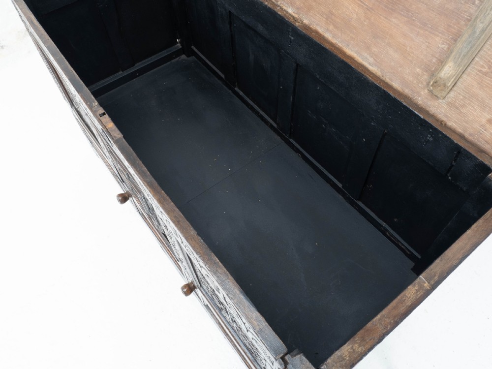 Carolean C17th & Later Carved Dark Oak Carved Mule Chest (Coffer Kist Jacobean) View XXII