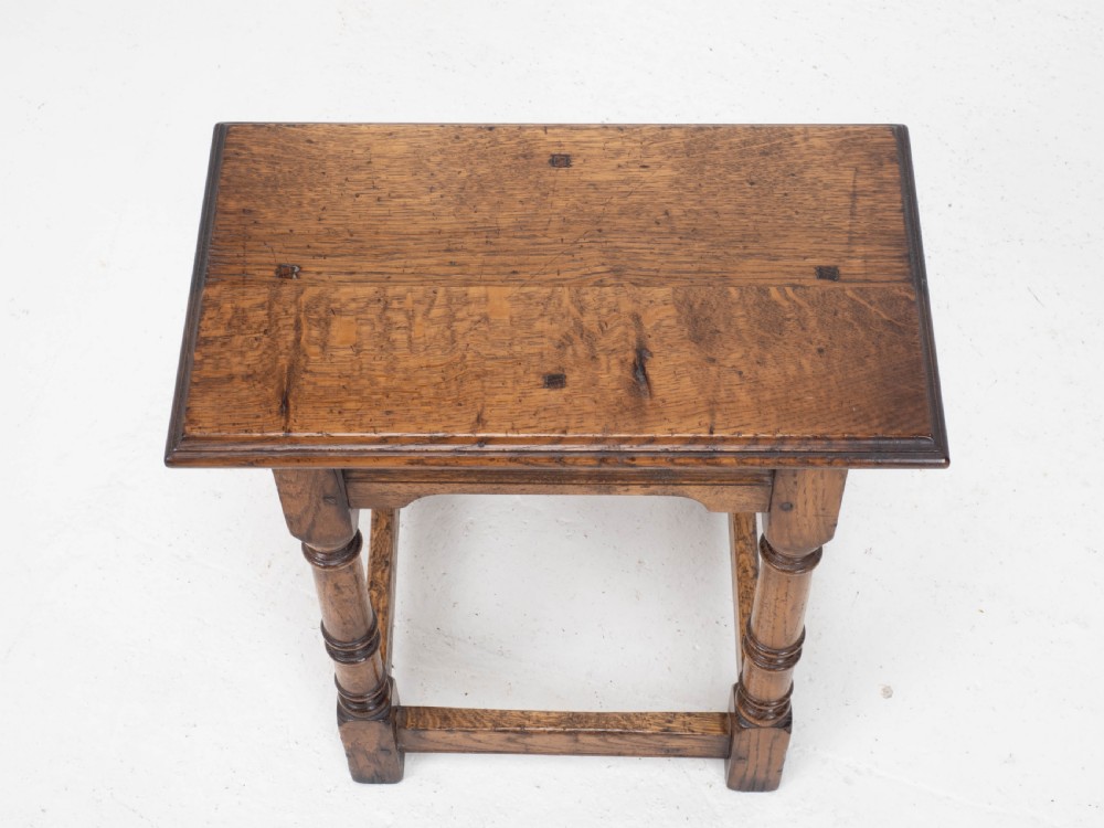 C17th Style Oak Joint Stool Pegged Construction (Joined) View X