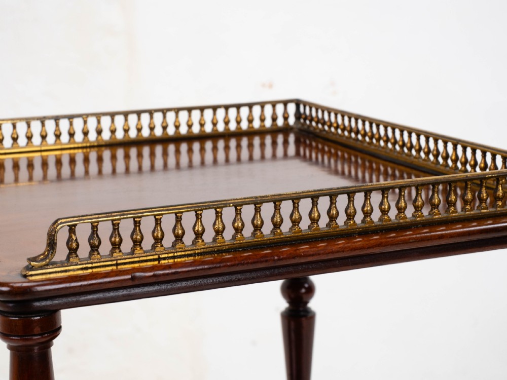 Regency Gilt Metal & Mahogany Etagere 3 Tier Shelves C1820 (Whatnot) View V