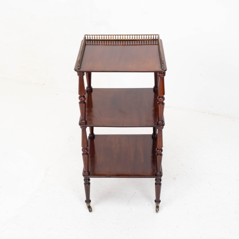 Regency Gilt Metal & Mahogany Etagere 3 Tier Shelves C1820 (Whatnot) View VI