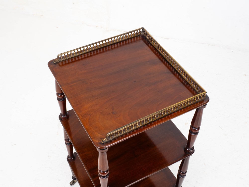 Regency Gilt Metal & Mahogany Etagere 3 Tier Shelves C1820 (Whatnot) View VIII