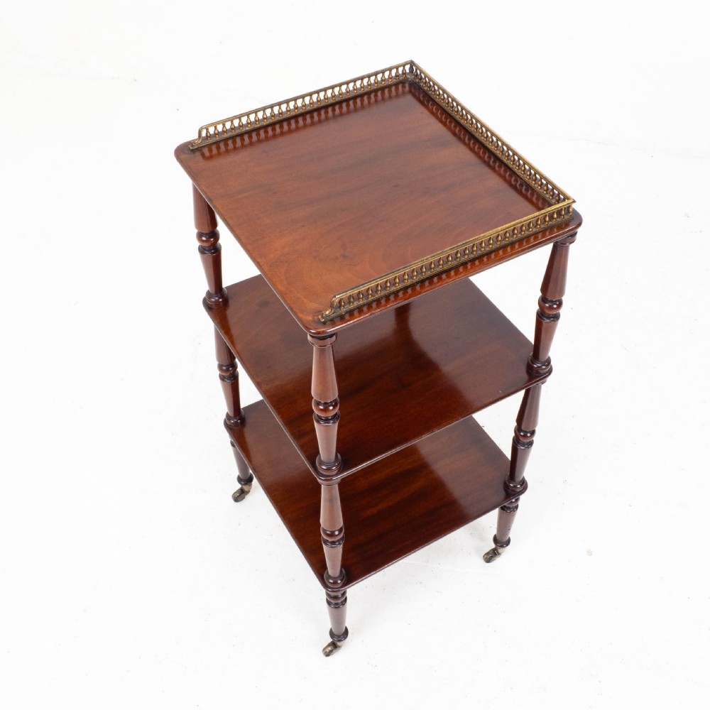 Regency Gilt Metal & Mahogany Etagere 3 Tier Shelves C1820 (Whatnot) View IX