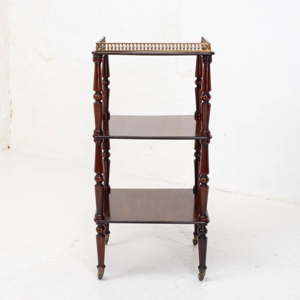 Regency Gilt Metal & Mahogany Etagere 3 Tier Shelves C1820 (Whatnot) View XVIII