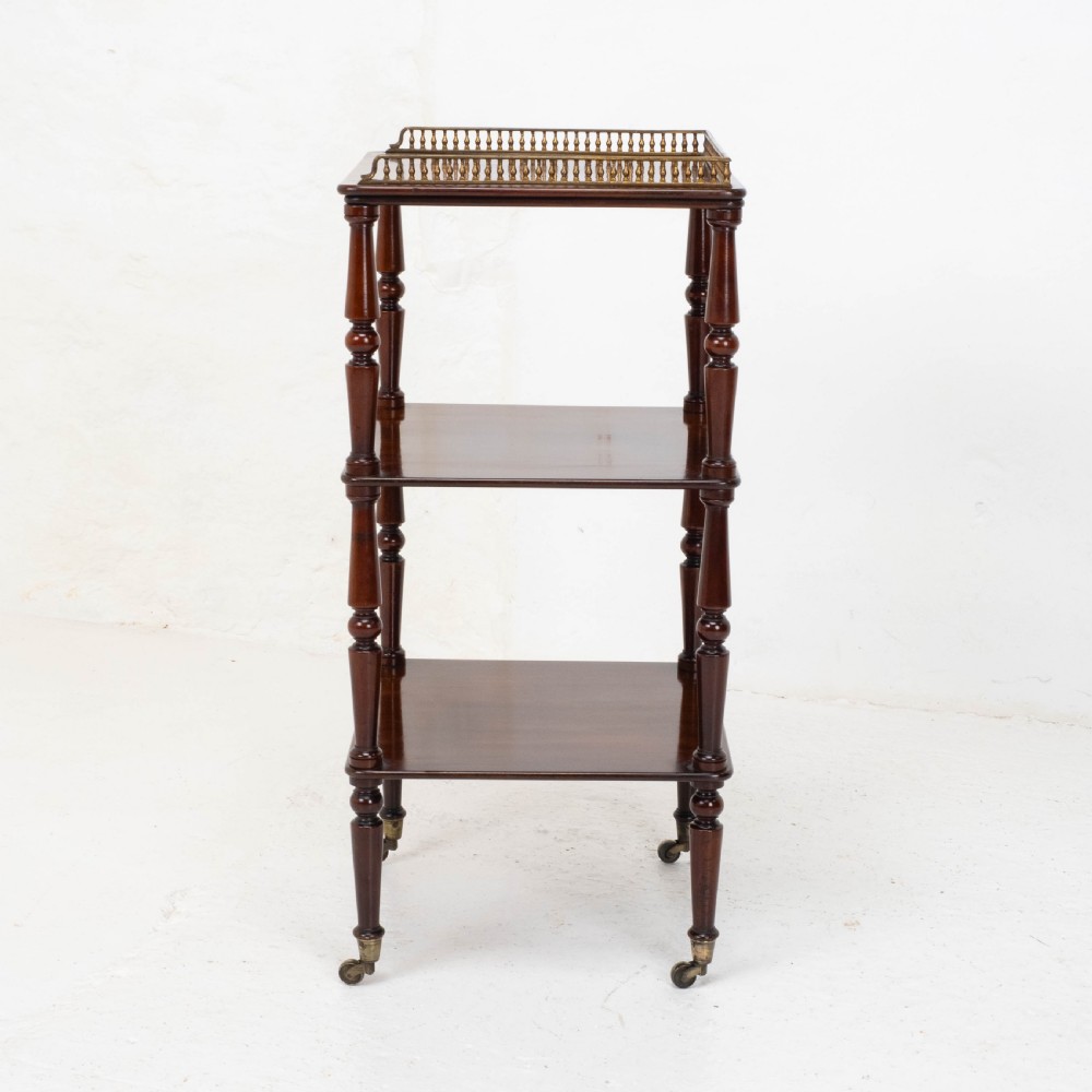 Regency Gilt Metal & Mahogany Etagere 3 Tier Shelves C1820 (Whatnot) View XIX