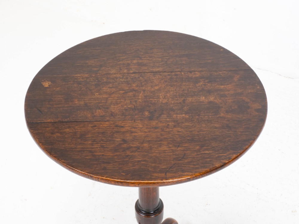 Georgian Oak Country Tripod Wine Table C1780 (George III, Side, Occasional) View V