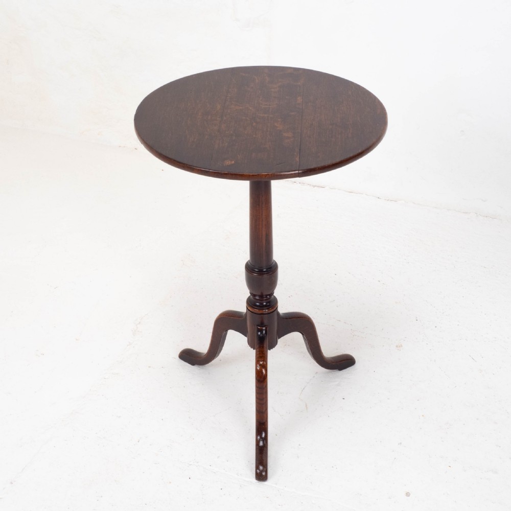 Georgian Oak Country Tripod Wine Table C1780 (George III, Side, Occasional) View XVI