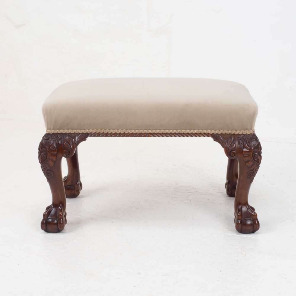 Chippendale Style Carved Mahogany Ball & Claw Foot Stool View III