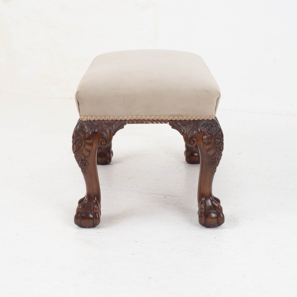 Chippendale Style Carved Mahogany Ball & Claw Foot Stool View V
