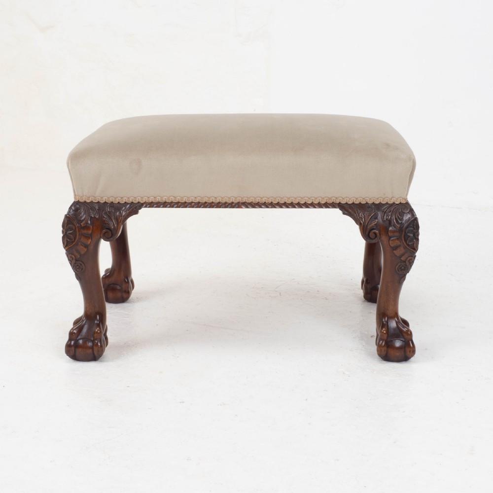 Chippendale Style Carved Mahogany Ball & Claw Foot Stool View VI