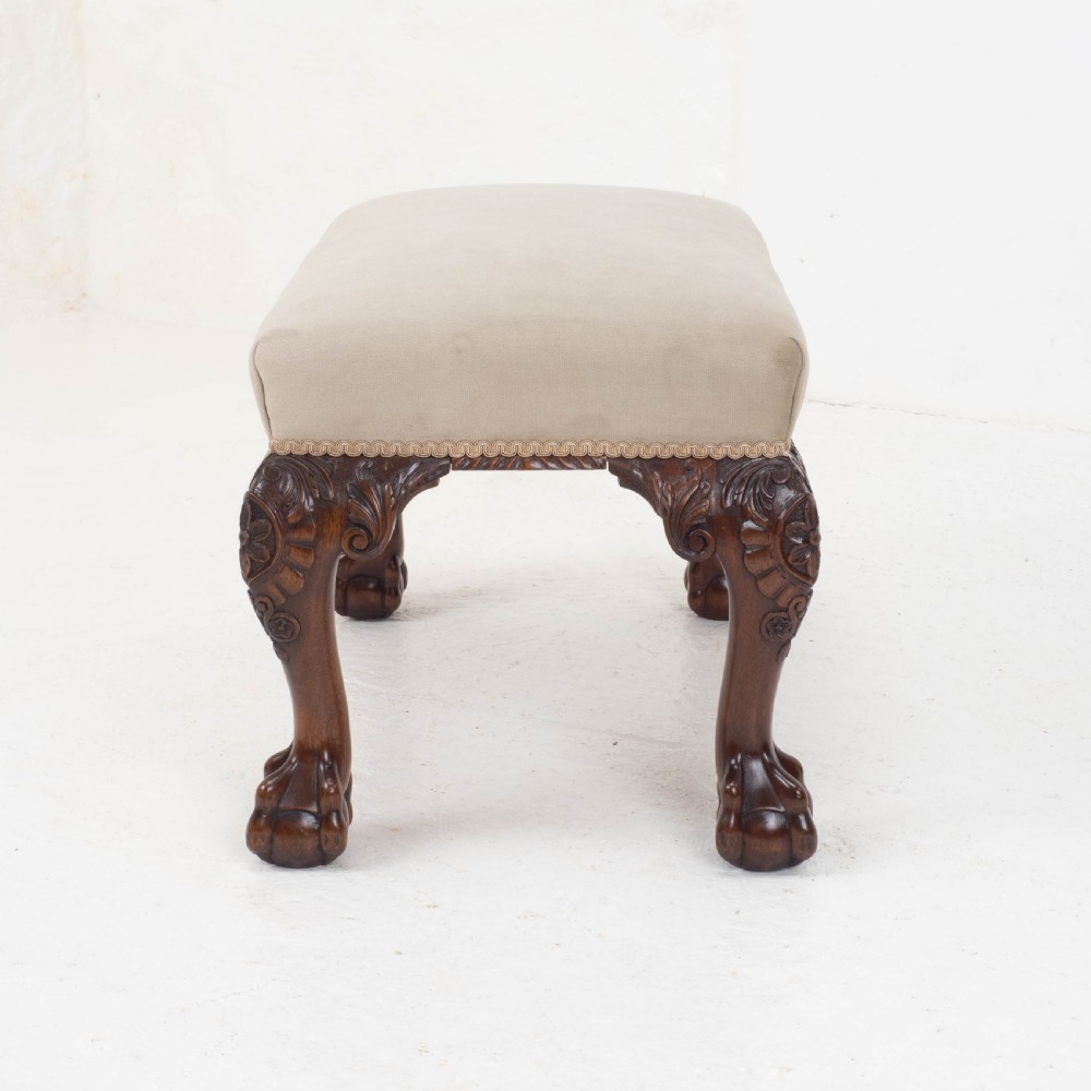 Chippendale Style Carved Mahogany Ball & Claw Foot Stool View VIII