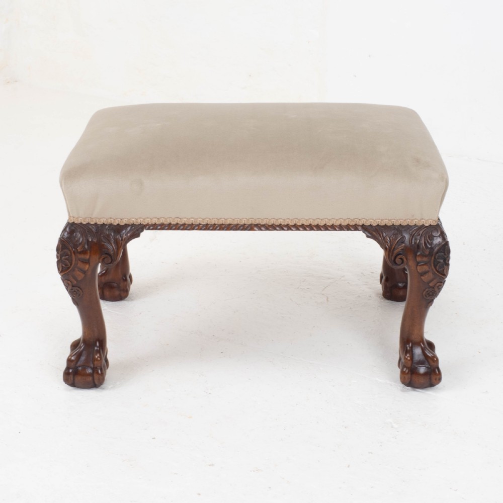 Chippendale Style Carved Mahogany Ball & Claw Foot Stool View X