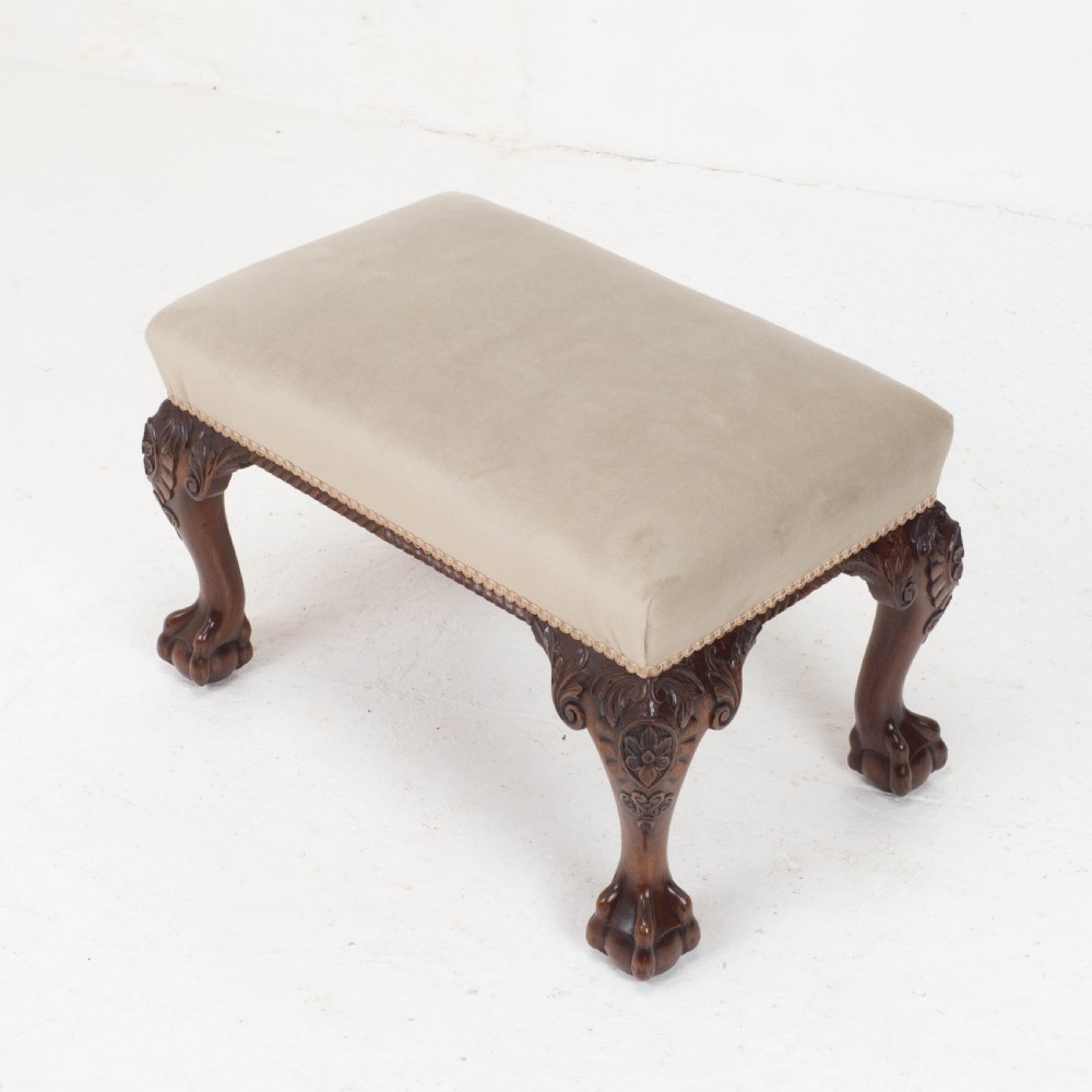 Chippendale Style Carved Mahogany Ball & Claw Foot Stool View XI