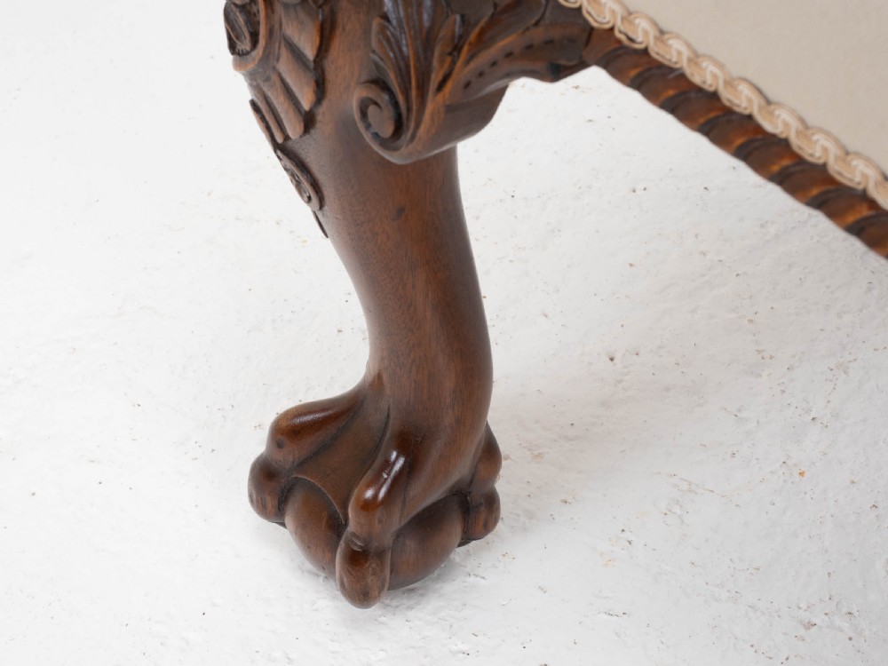 Chippendale Style Carved Mahogany Ball & Claw Foot Stool View XVII