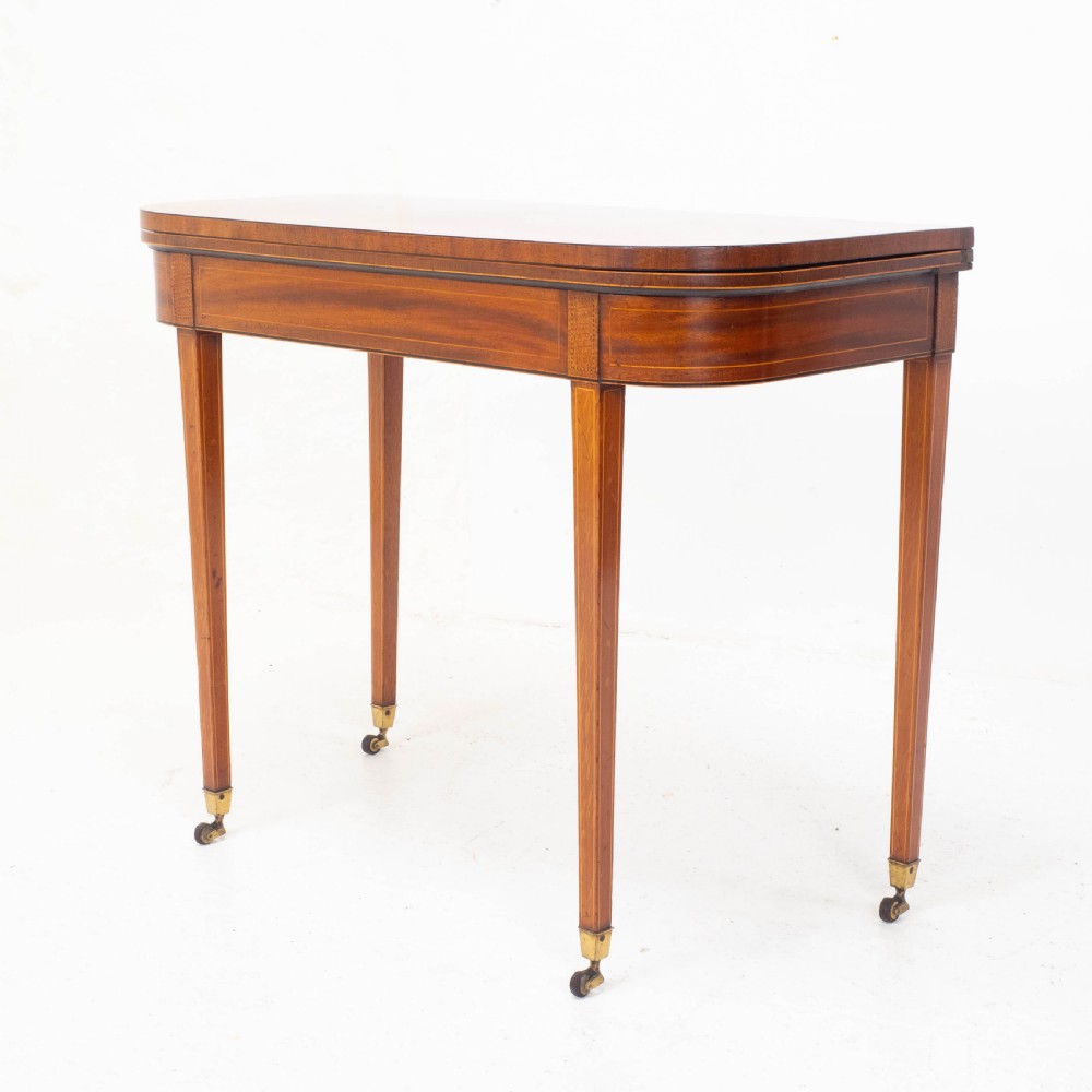 Regency Satinwood Inlaid Console Fold Over Card / Games Table C1810 (Georgian) View II
