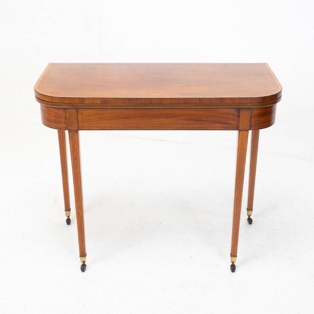 Regency Satinwood Inlaid Console Fold Over Card / Games Table C1810 (Georgian)
