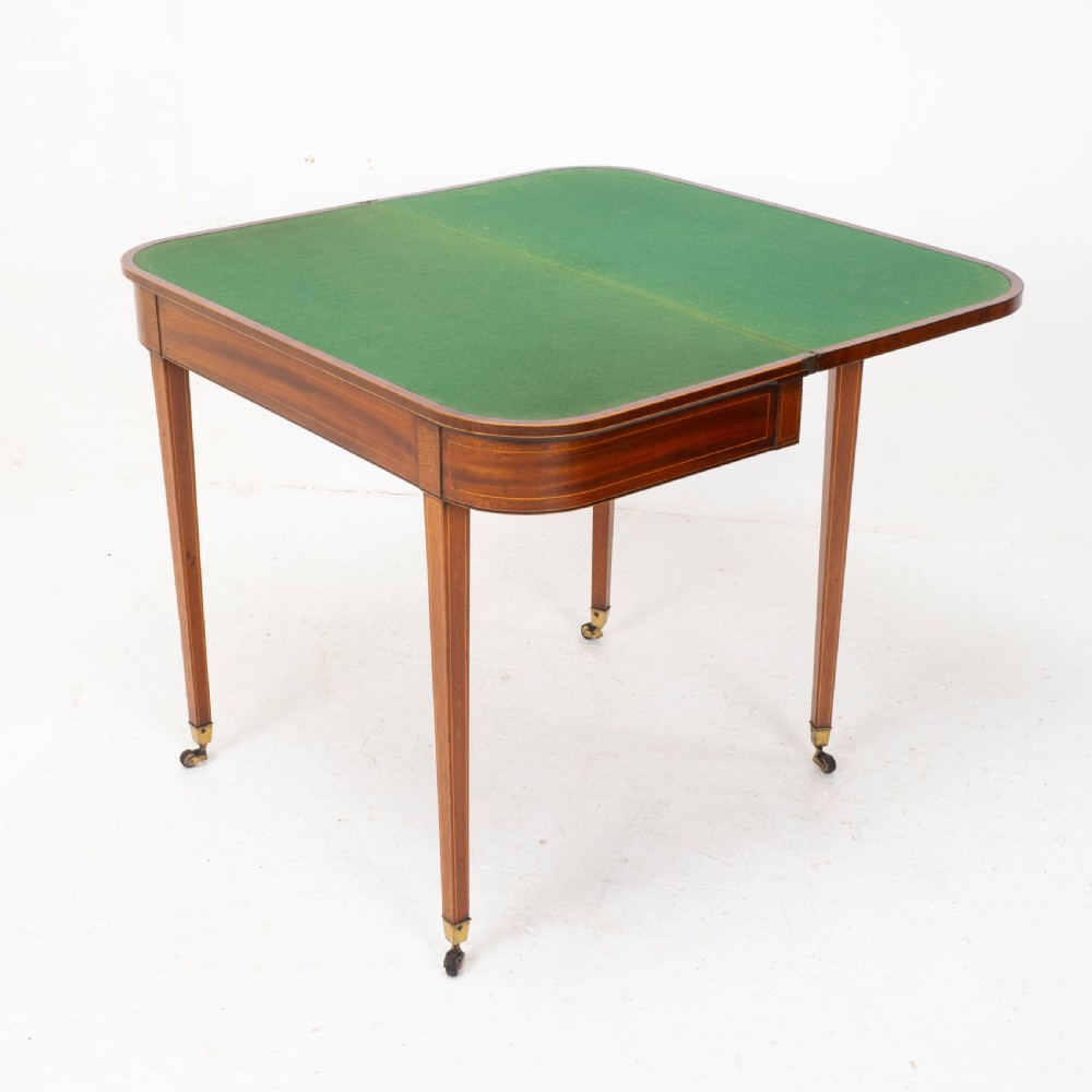 Regency Satinwood Inlaid Console Fold Over Card / Games Table C1810 (Georgian) View X