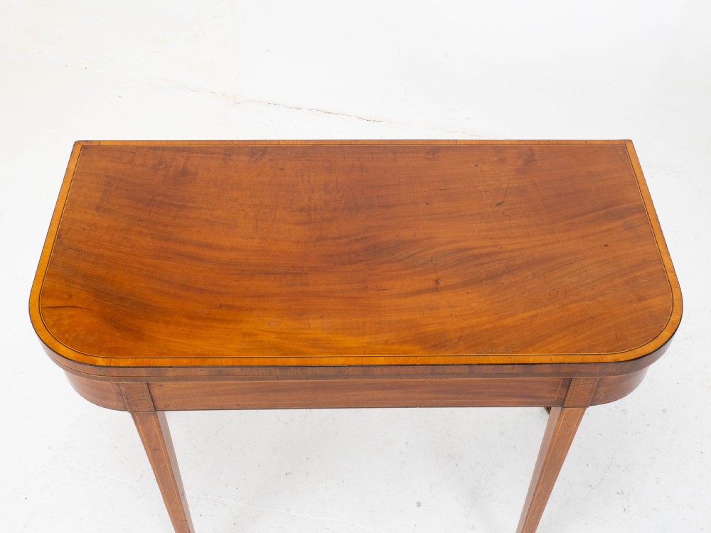 Regency Satinwood Inlaid Console Fold Over Card / Games Table C1810 (Georgian) View XII