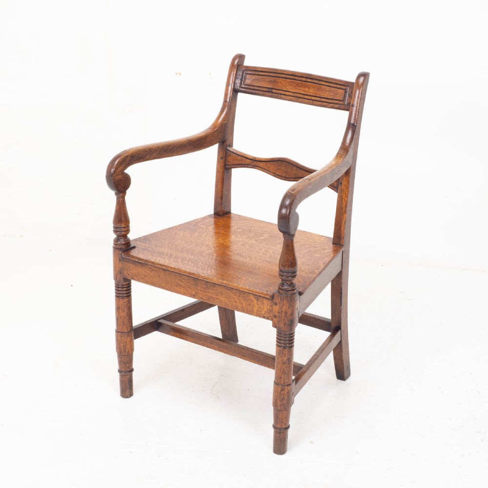 Georgian Oak Country Open Armchair / Carver C1800 (George III) View II