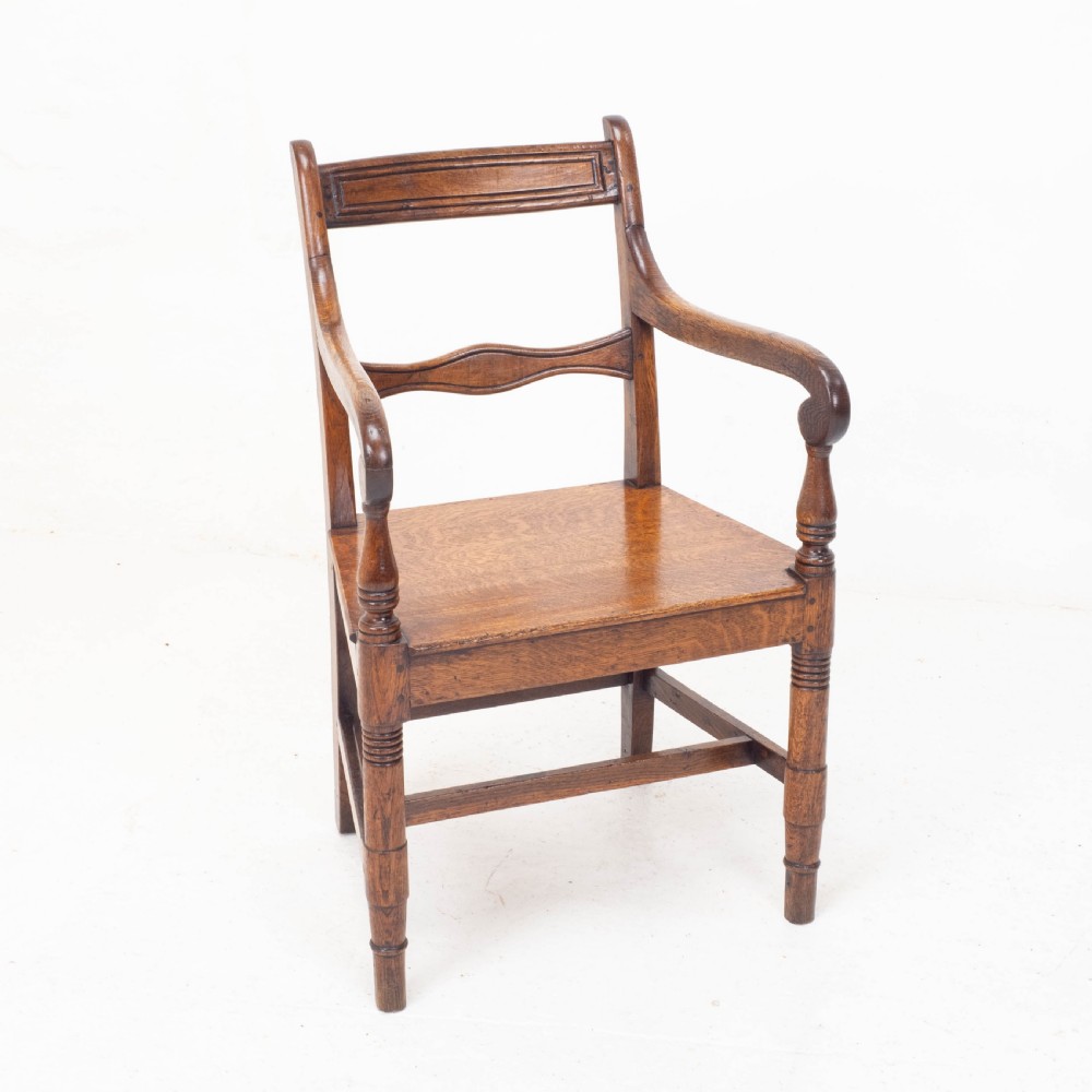 Georgian Oak Country Open Armchair / Carver C1800 (George III) View IV