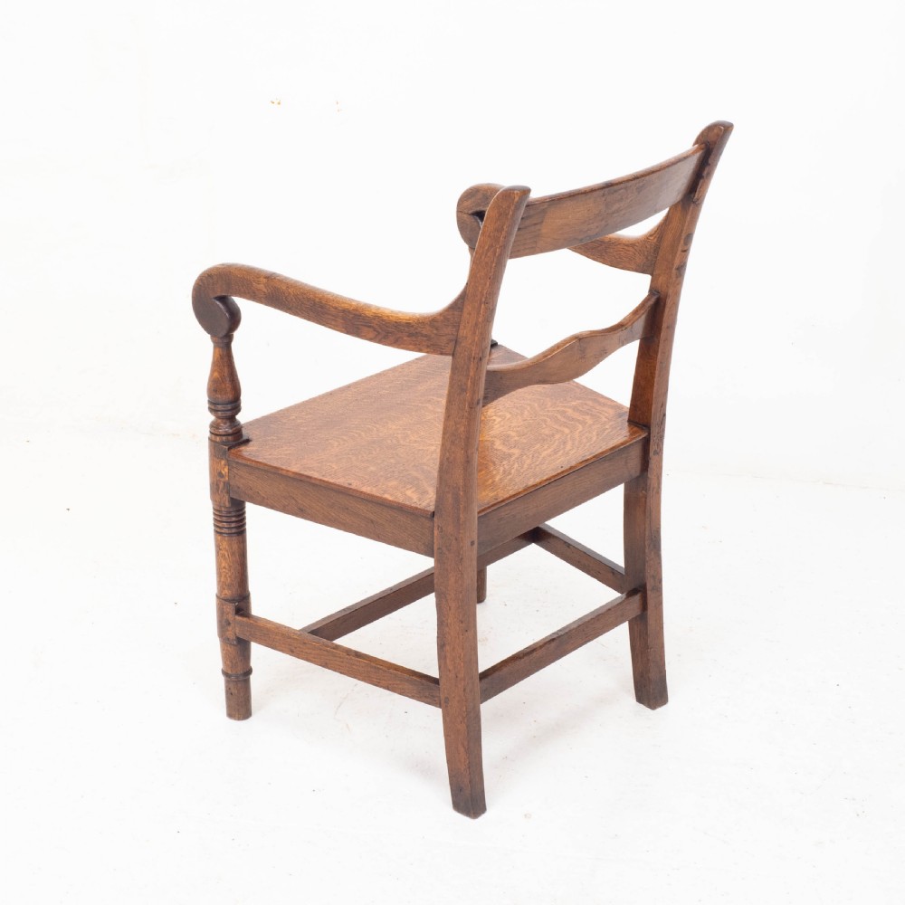 Georgian Oak Country Open Armchair / Carver C1800 (George III) View VIII