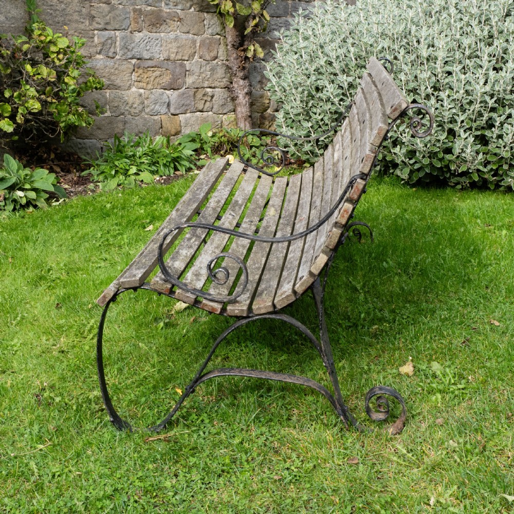 Regency Style C19th Iron Strapwork & Wooden Slatted Garden Bench View IV