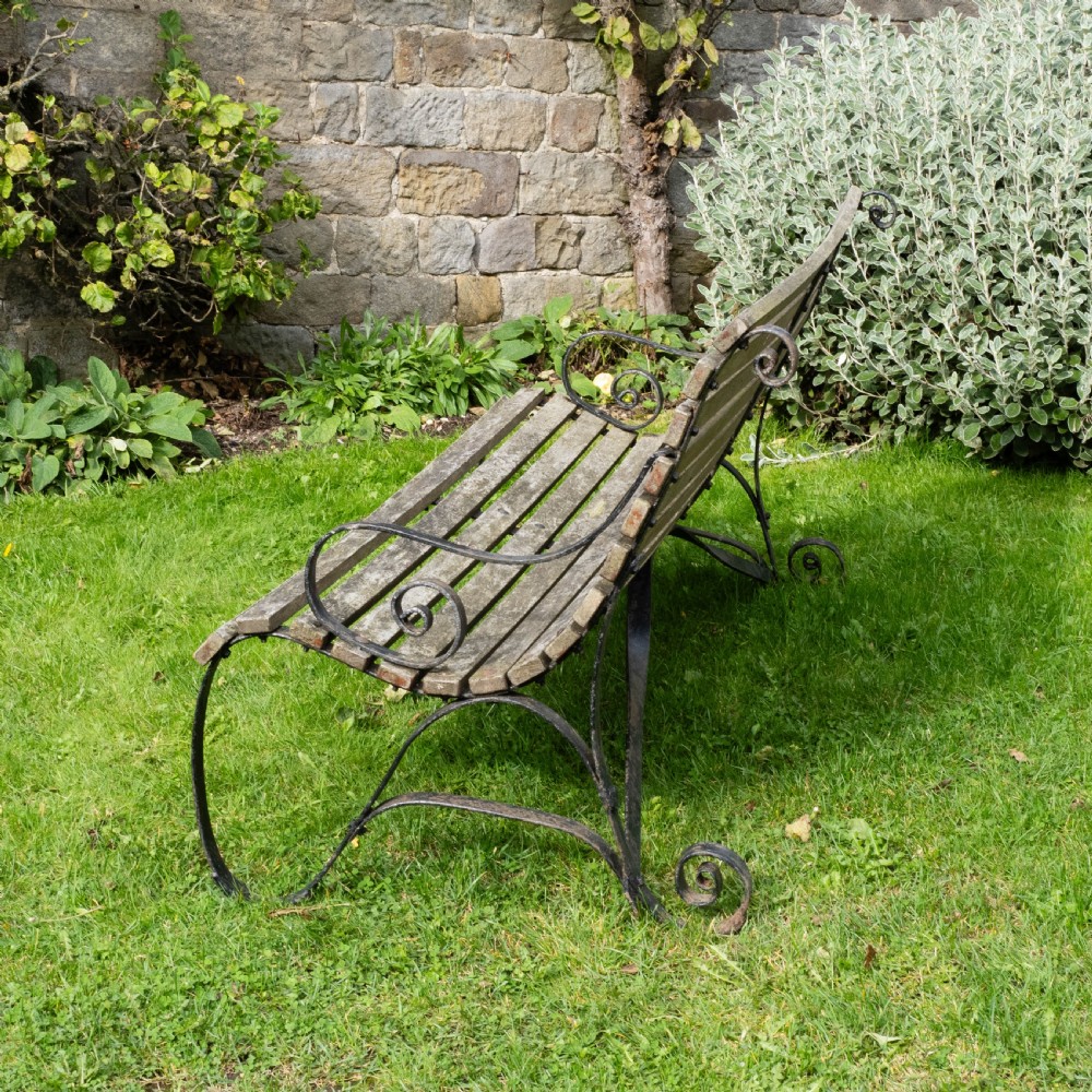 Regency Style C19th Iron Strapwork & Wooden Slatted Garden Bench View VII