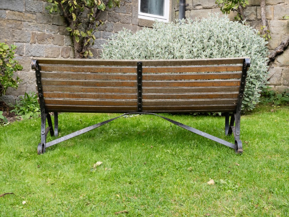 Regency Style C19th Iron Strapwork & Wooden Slatted Garden Bench View IX
