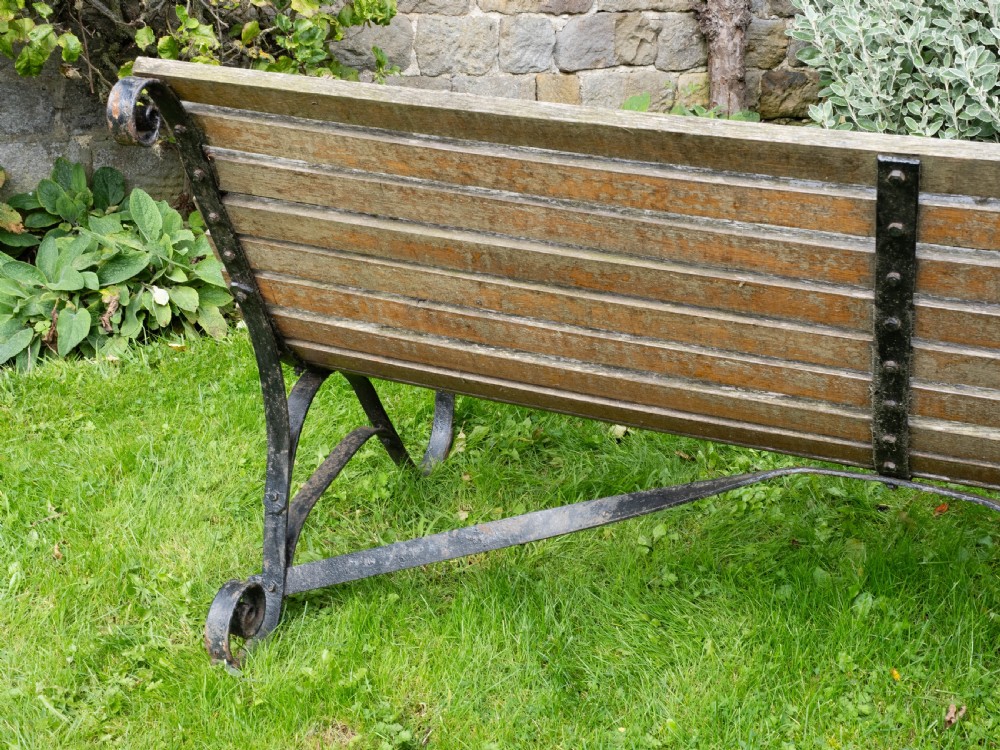 Regency Style C19th Iron Strapwork & Wooden Slatted Garden Bench View X