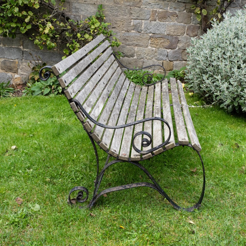 Regency Style C19th Iron Strapwork & Wooden Slatted Garden Bench View XIII
