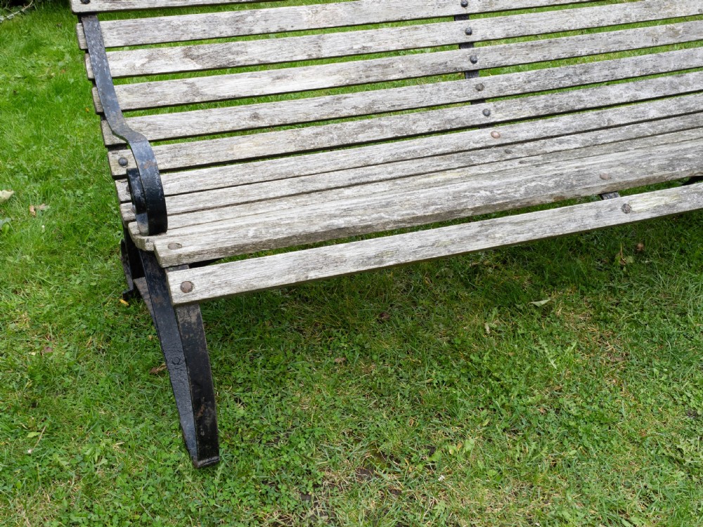 Regency Style C19th Iron Strapwork & Wooden Slatted Garden Bench View XVIII