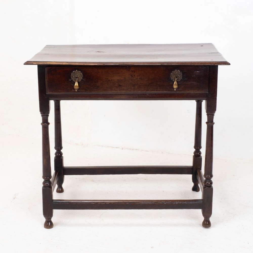Early C18th George I Oak Country Side Table With Drawer (Georgian)