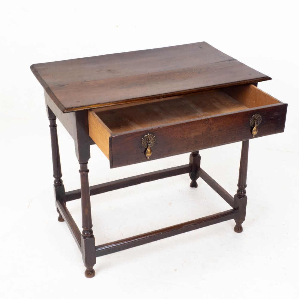 Early C18th George I Oak Country Side Table With Drawer (Georgian) View VII