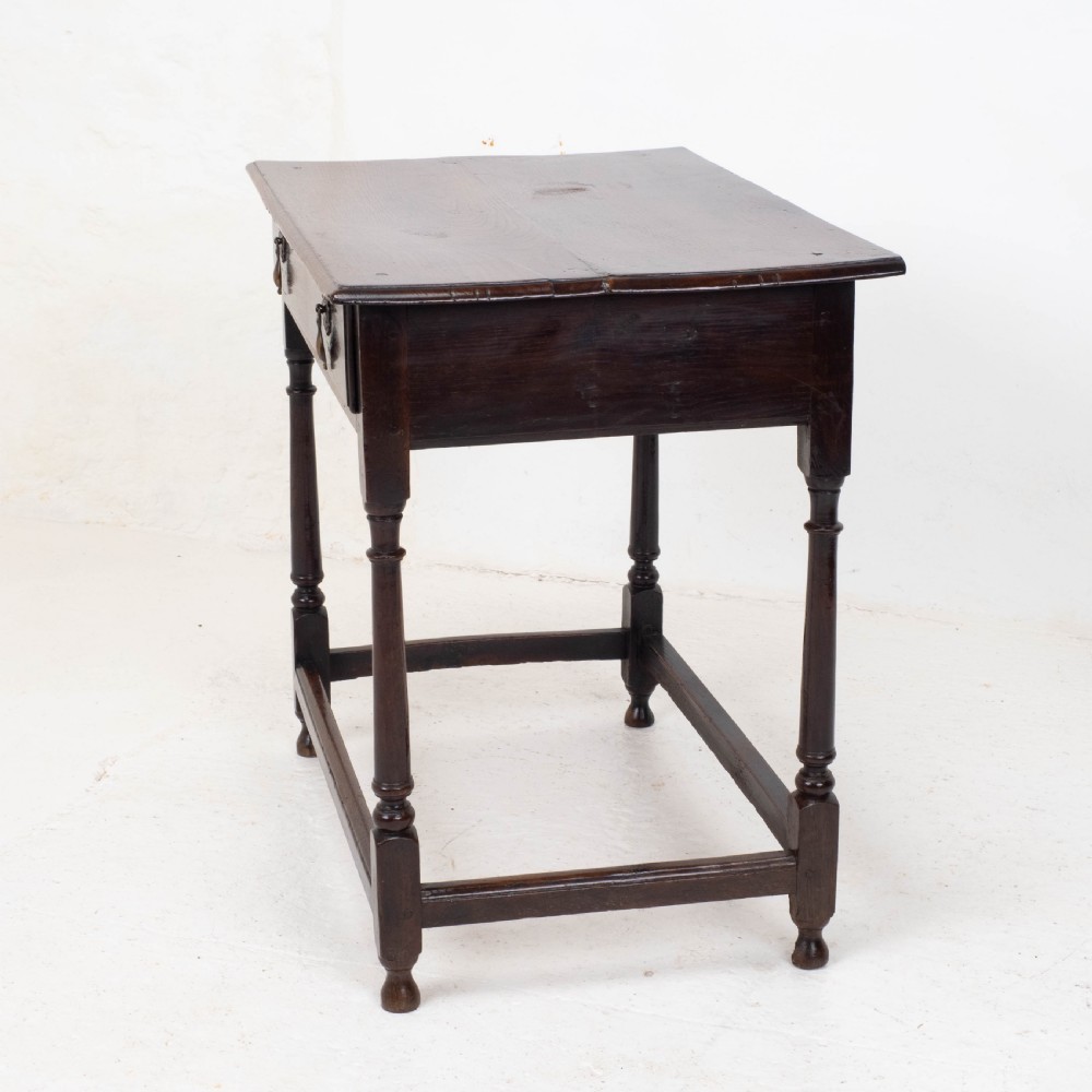 Early C18th George I Oak Country Side Table With Drawer (Georgian) View IX