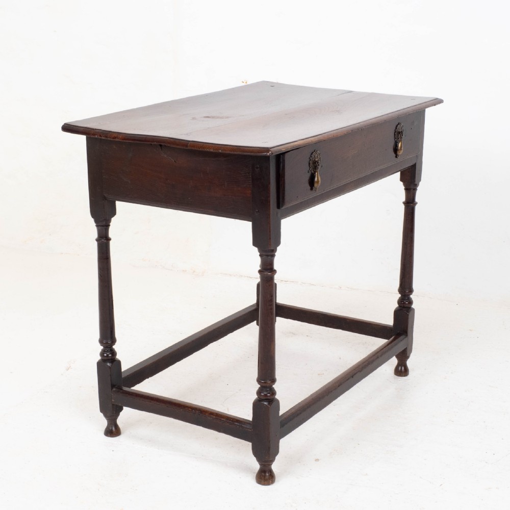 Early C18th George I Oak Country Side Table With Drawer (Georgian) View X