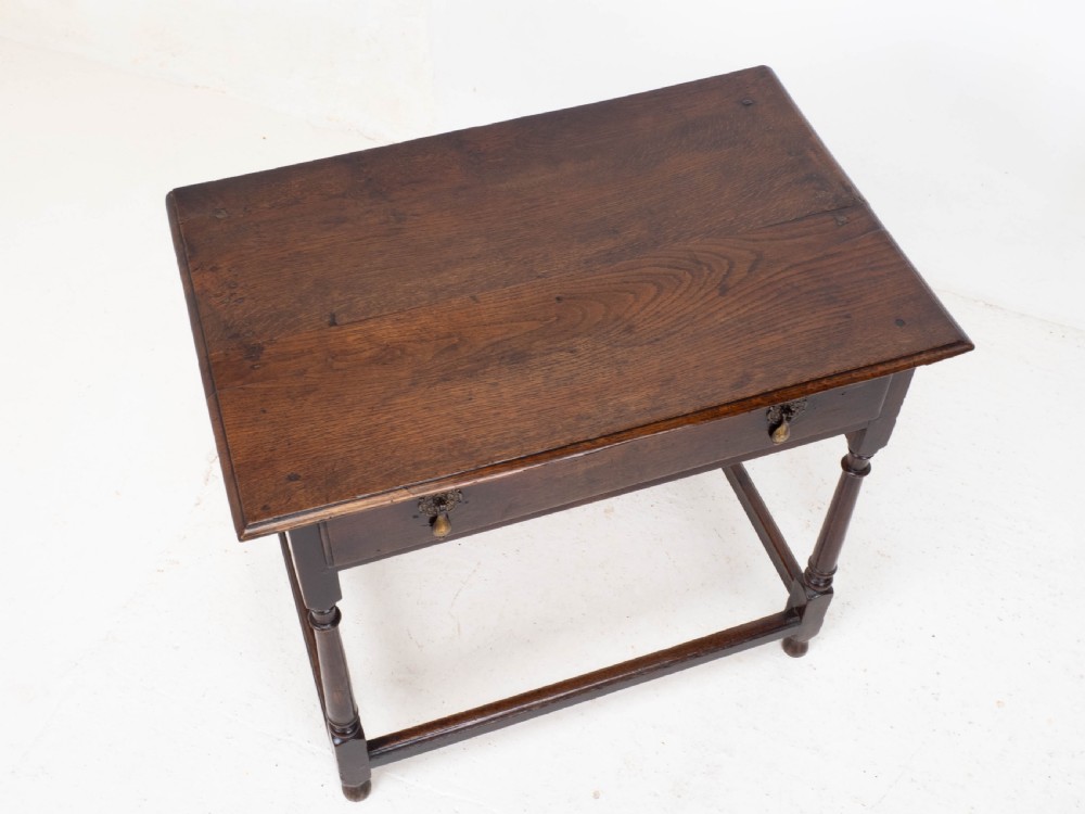 Early C18th George I Oak Country Side Table With Drawer (Georgian) View XIV