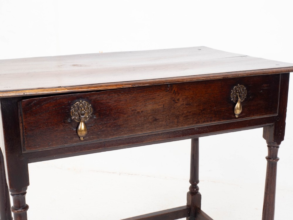 Early C18th George I Oak Country Side Table With Drawer (Georgian) View XV