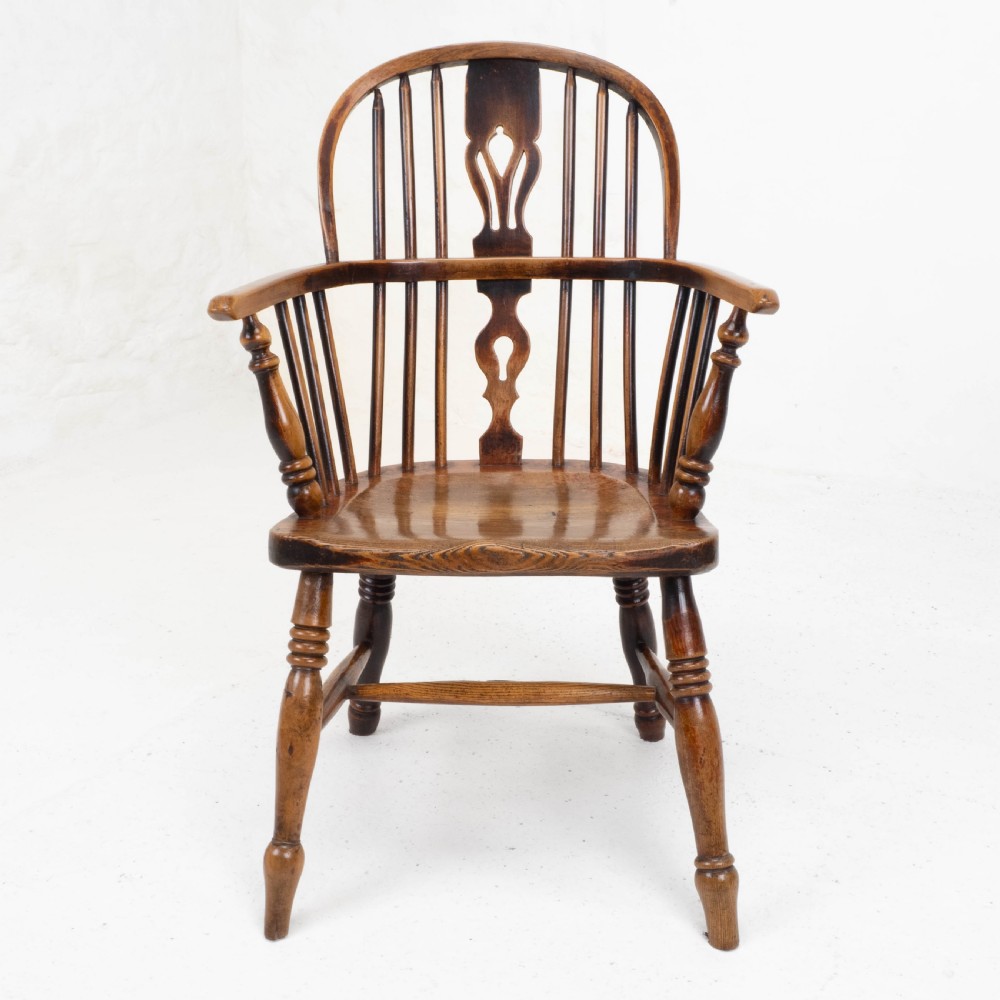 C19th Low Bow Back Elm & Ash Windsor Armchair (Chair Carver) View II
