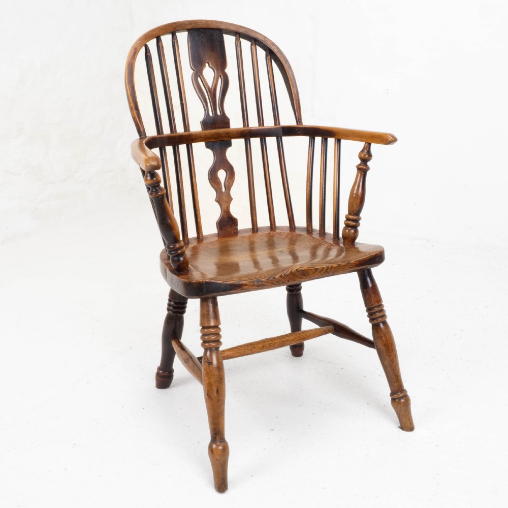 C19th Low Bow Back Elm & Ash Windsor Armchair (Chair Carver) View IV