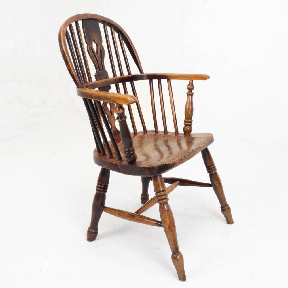 C19th Low Bow Back Elm & Ash Windsor Armchair (Chair Carver) View VI