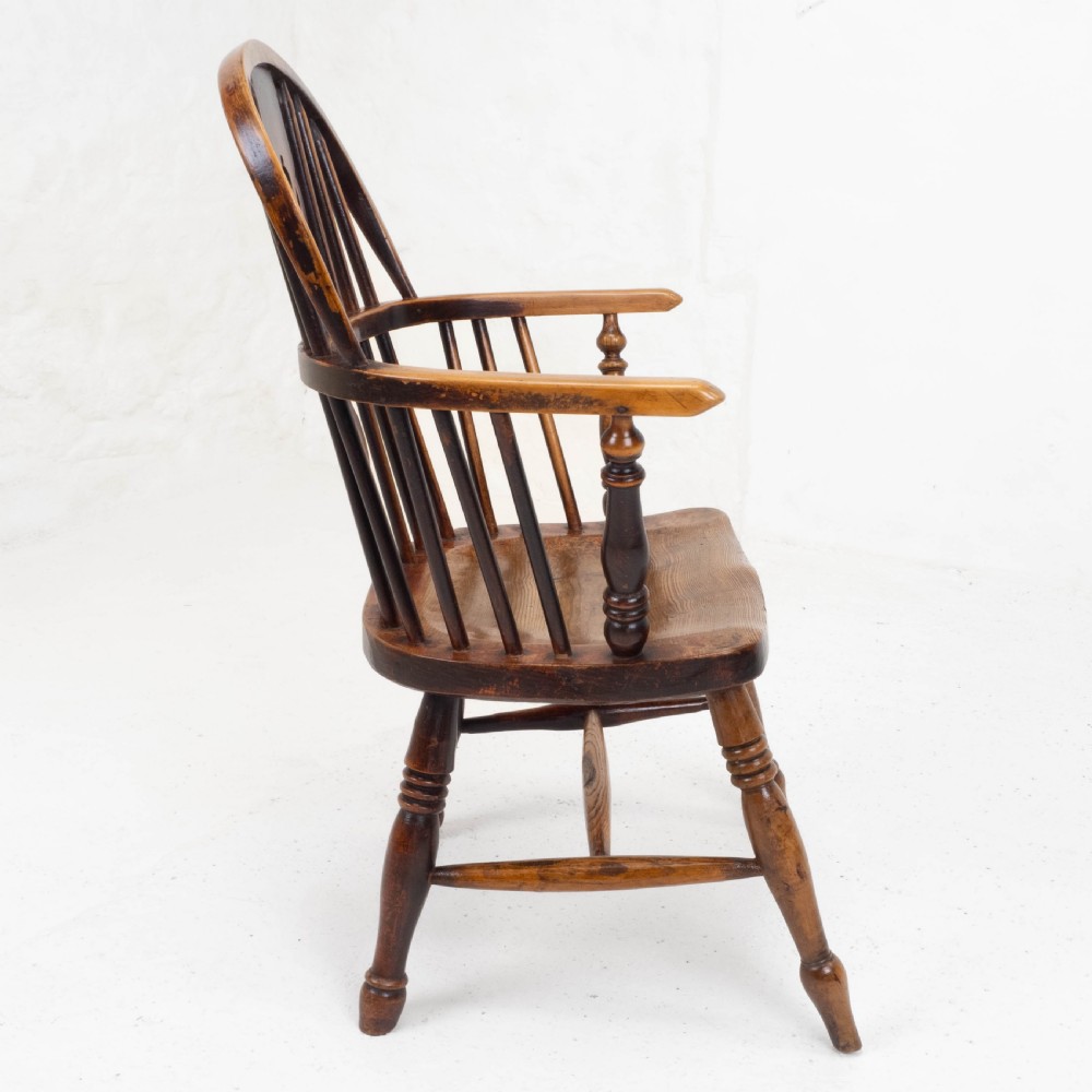 C19th Low Bow Back Elm & Ash Windsor Armchair (Chair Carver) View VII