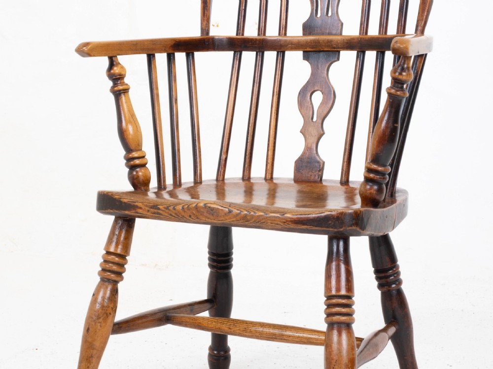 C19th Low Bow Back Elm & Ash Windsor Armchair (Chair Carver) View VIII